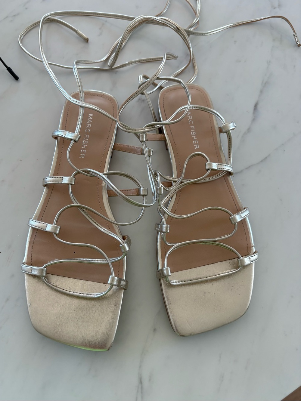 Marc Fisher Mahalia Strappy
Sandal Gold Metallic Gladiator Style size 8
$19